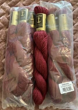 Vtg Anchor Tapisserie 100% Wool Yarn Red 6 Skeins 10M #08404 Needlepoint Thread